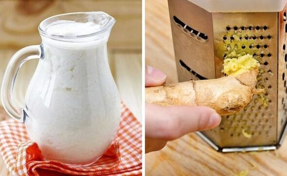 ធ្វើឱ្យស្រាក្រឡុកចេញពី kefir និងខ្ញីដឹងគុណ